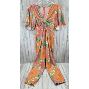 FARM Rio Floral Print Jumpsuit Size XS FLAW READ- Resort Wear